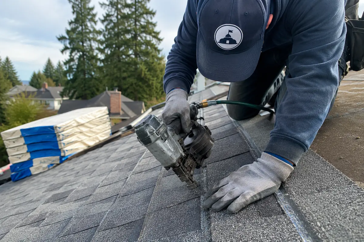 Asphalt Shingle Roofing underway on a property in Tacoma, WA