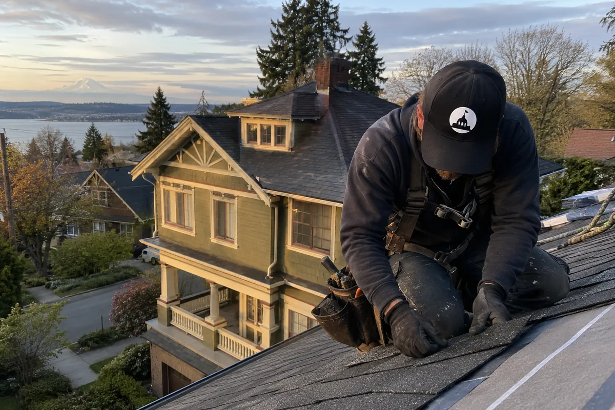 Historic Home Re-Roofing underway on a property in Tacoma, WA