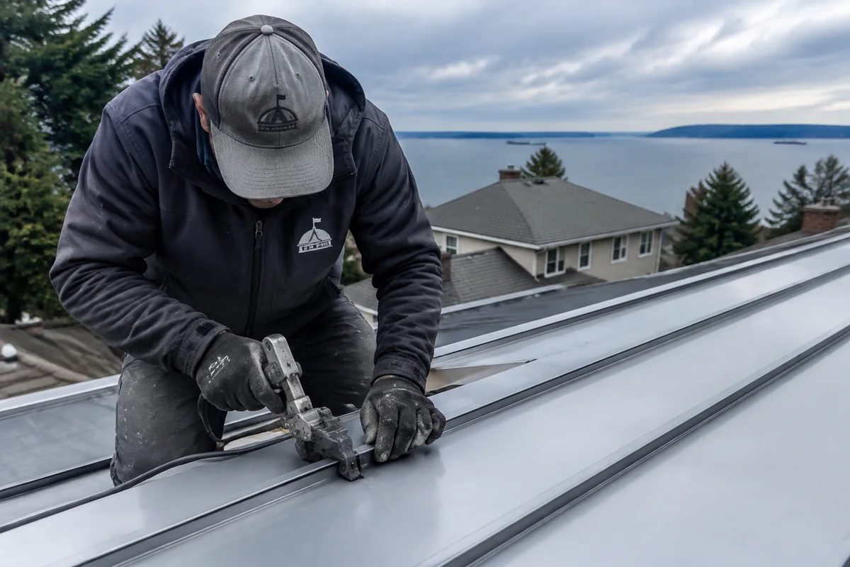 Metal Roofing underway on a property in Tacoma, WA