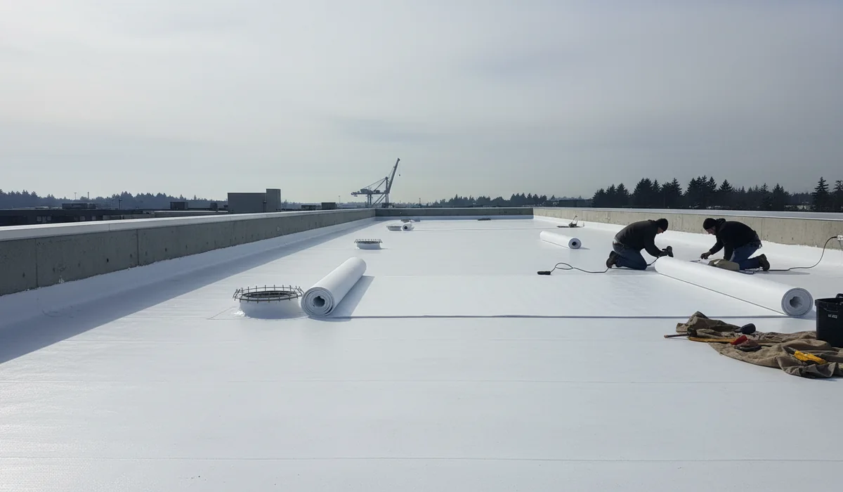 Commercial Roofing in progress on a property in Tacoma, WA