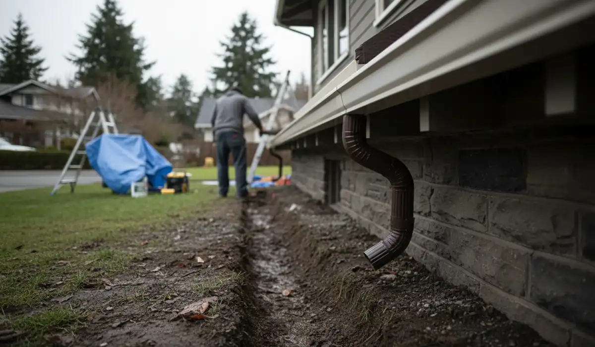 Gutter Installation & Repair in progress on a property in Tacoma, WA
