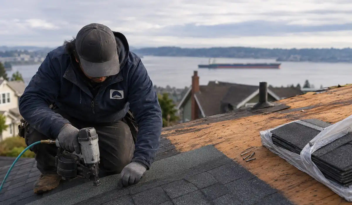 Roof Replacement in progress on a property in Tacoma, WA
