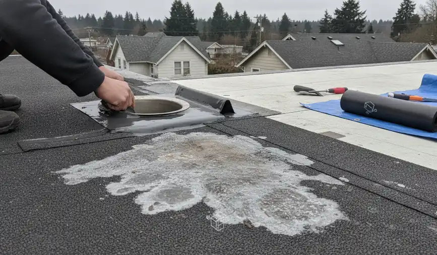 Roof Waterproofing in progress on a property in Tacoma, WA